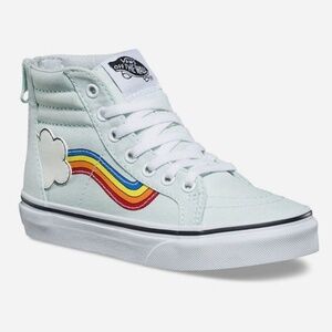 VANS Sk8-hi Zip Rainbow Sidestripe Blue White Kids Shoes